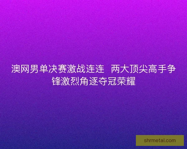 澳网男单决赛激战连连  两大顶尖高手争锋激烈角逐夺冠荣耀
