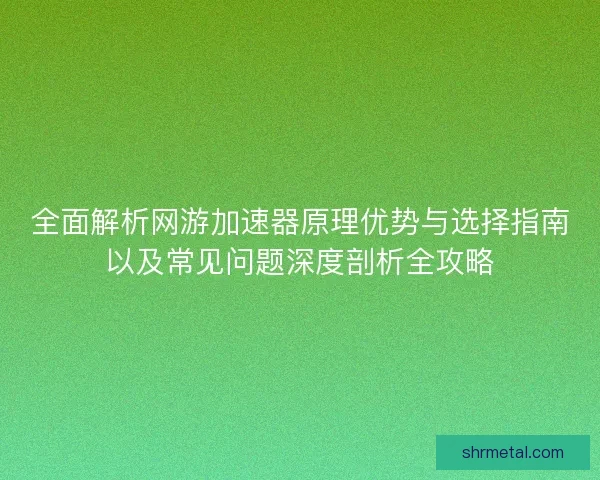 全面解析网游加速器原理优势与选择指南以及常见问题深度剖析全攻略