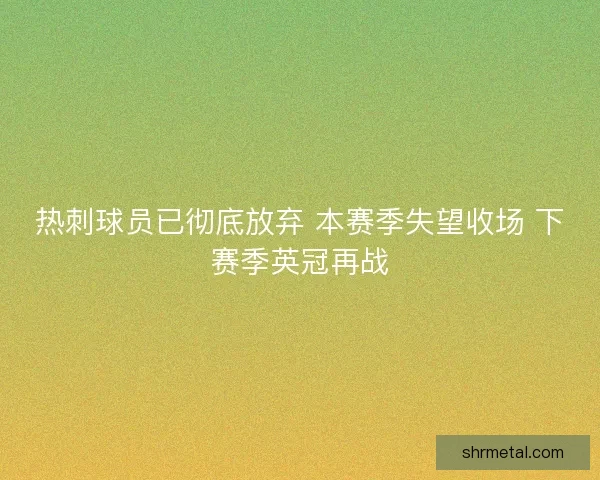 热刺球员已彻底放弃 本赛季失望收场 下赛季英冠再战