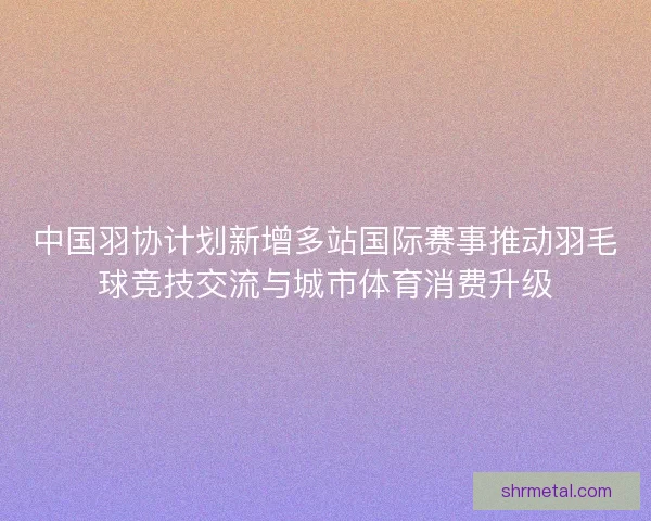 中国羽协计划新增多站国际赛事推动羽毛球竞技交流与城市体育消费升级